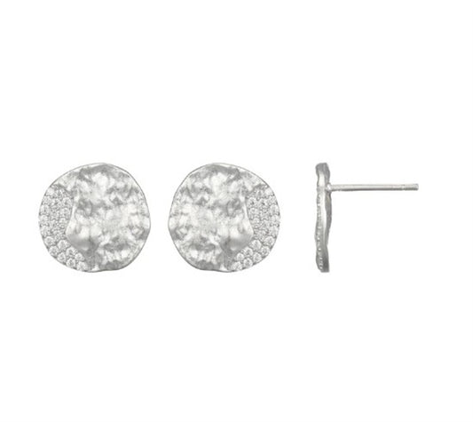 Sterling Silver ELLE "Galaxy" Rhodium-Plated White CZ Post Earrings