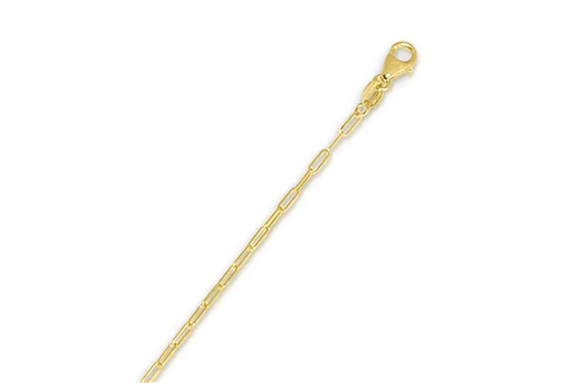 14K Yellow Gold 18" Paperclip Link Chain with Pear-Shaped Lobster Clasp