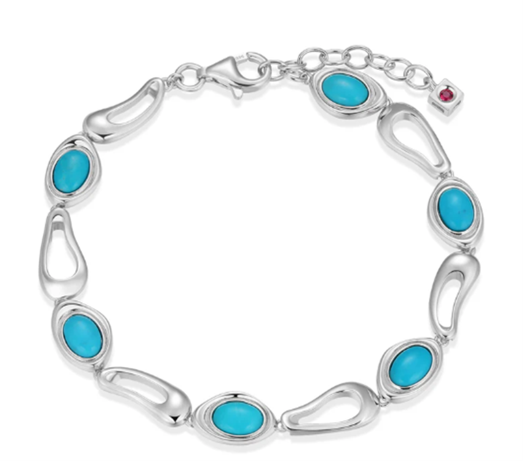 ELLE Oasis Azure Turquoise Bracelet – Rhodium-Plated Sterling Silver