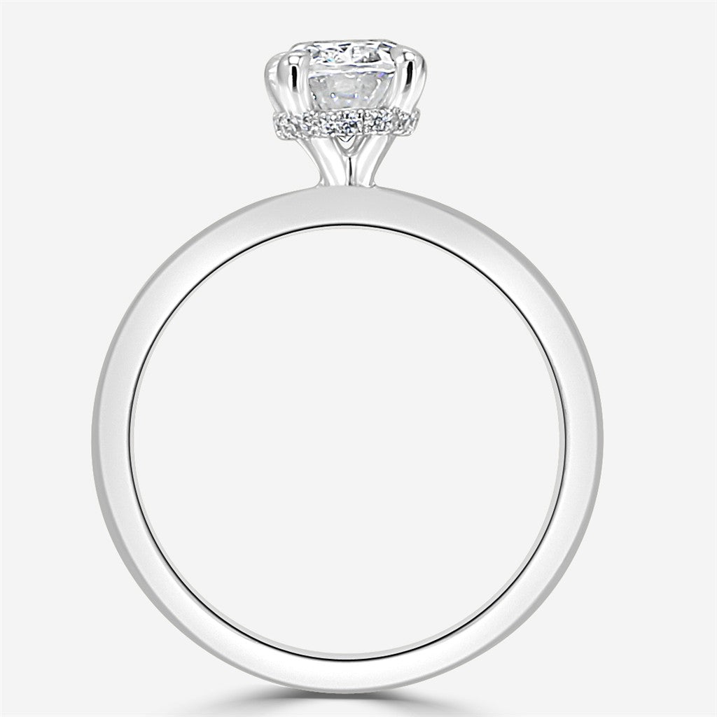 Solitaire Engagement Ring with Diamond Underhalo and High Polish Shank Semi-Mount
