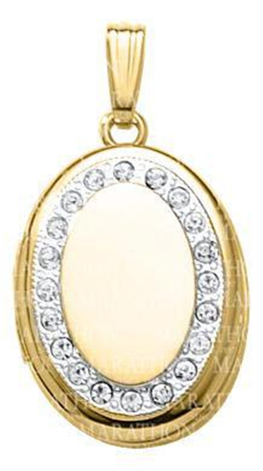 14KGF TT OVAL LOCKET RND CRYST