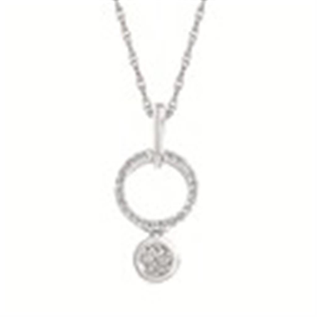 .09 Ctw Diamond Circle Pendant in Sterling Silver with 18" Chain | Parker Jewelers