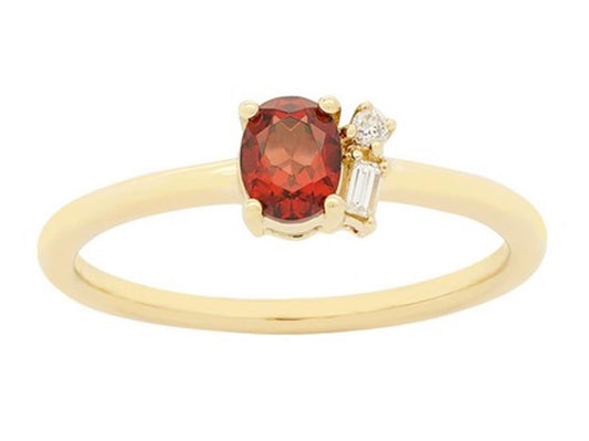 14K Yellow Gold Garnet & Diamond Ring