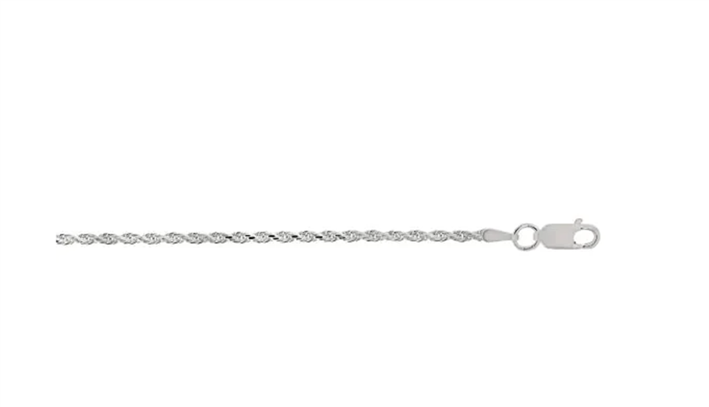 Sterling Silver 18" Diamond-Cut Rope Chain with Lobster Clasp
