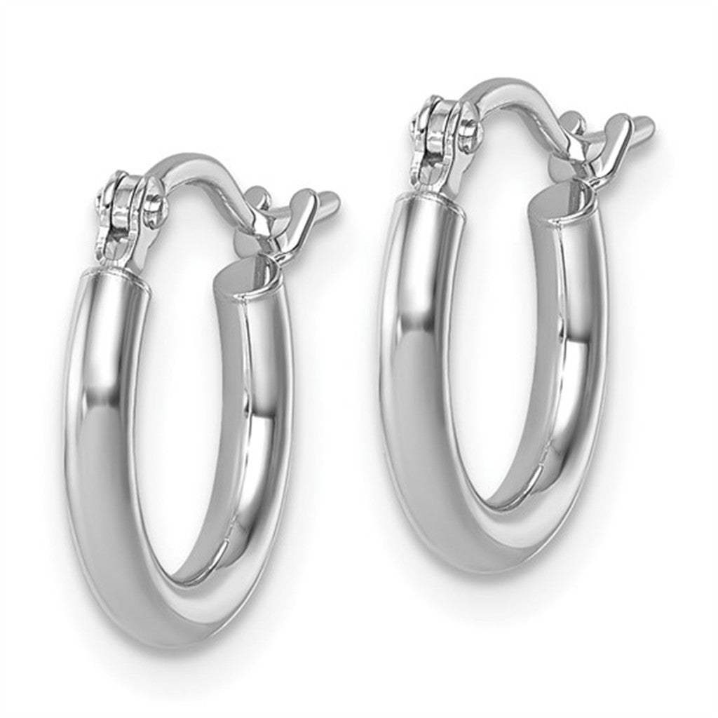 Classic 14K White Gold Polished Hoop Earrings