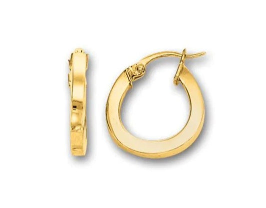 14K Yellow Gold Polished Round Hoop Earrings