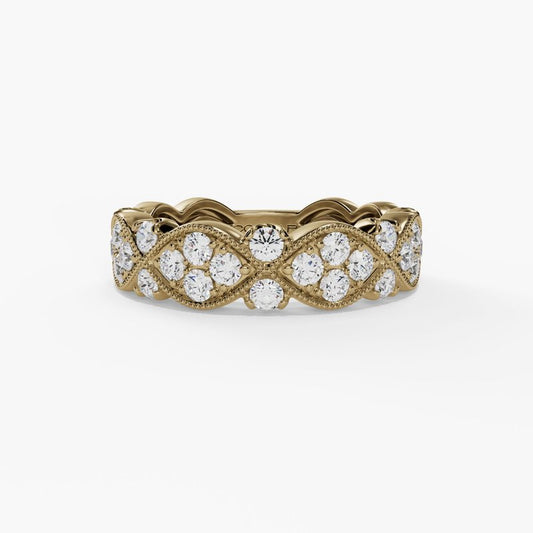 14K Yellow Gold .65CTW Diamond Fashion Ring with Milgrain Details