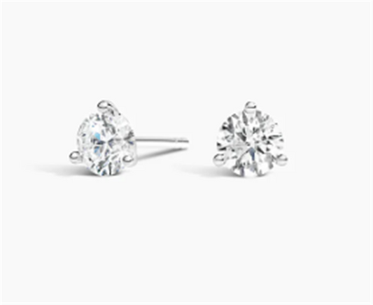 14K White Gold .33CTW Round Brilliant Cut Diamond Stud Earrings G-H I1