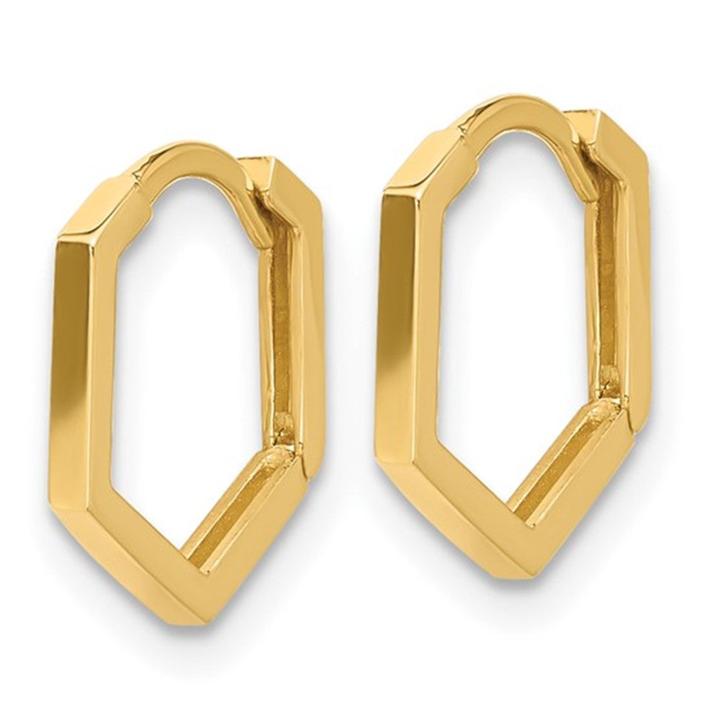 Elegant 14K Yellow Gold Polished Geometric Hoop Earrings