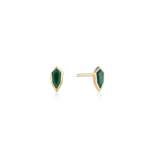 Ania Haie Elegant Malachite Emblem Stud Earrings