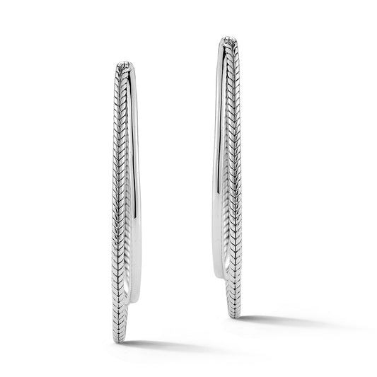 JAI Sterling Silver Integrated 2 Oval Hoop Earring | Silver Earrings