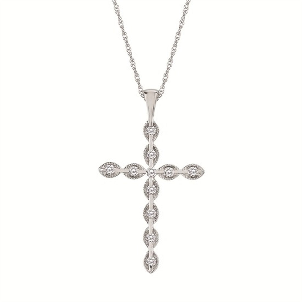 1/6 Ctw. Diamond Cross Pendant in 14K Gold with 18" Chain