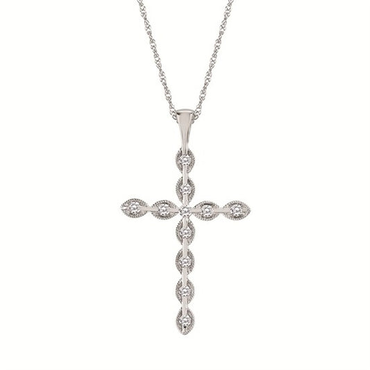 1/6 Ctw. Diamond Cross Pendant in 14K Gold with 18" Chain
