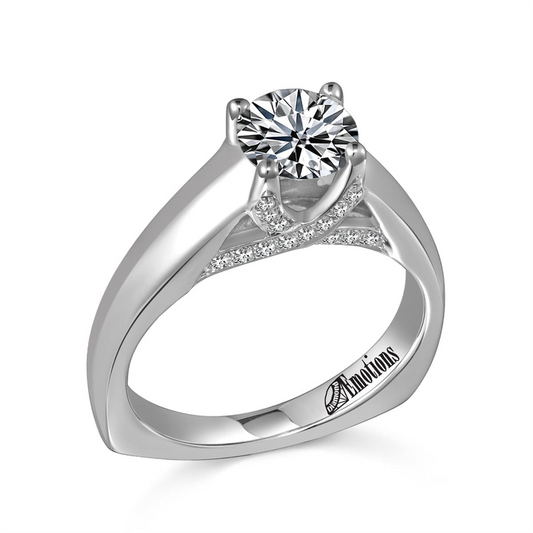 Elegant Solitaire Ring Semi-Mount with .18Ct Diamonds