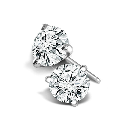 14K White Gold 1.00CTW Diamond Stud Earrings I1 G-H