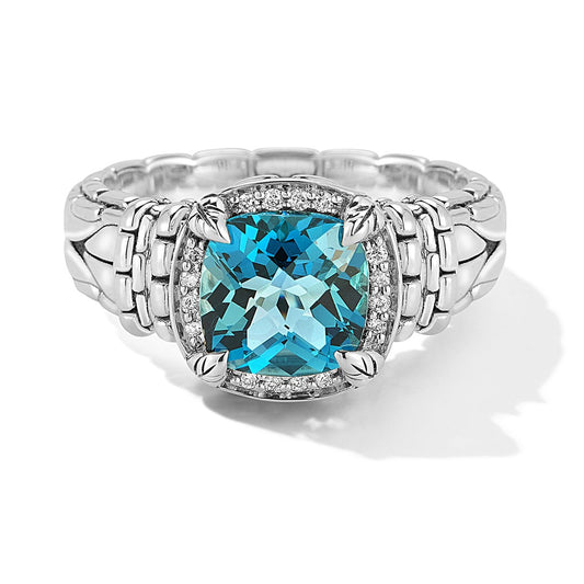 JAI Sterling Silver Diamond & Gemstone Ring with 8 | Silver Rings