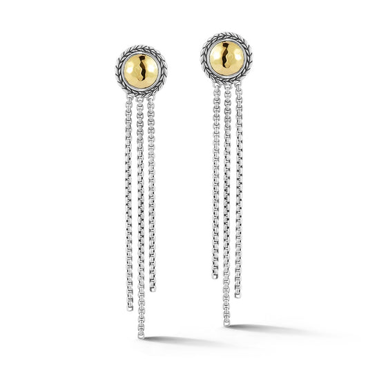 JAI Sterling Silver & 14K Gold Hammered Dangle Ear | Silver Earrings