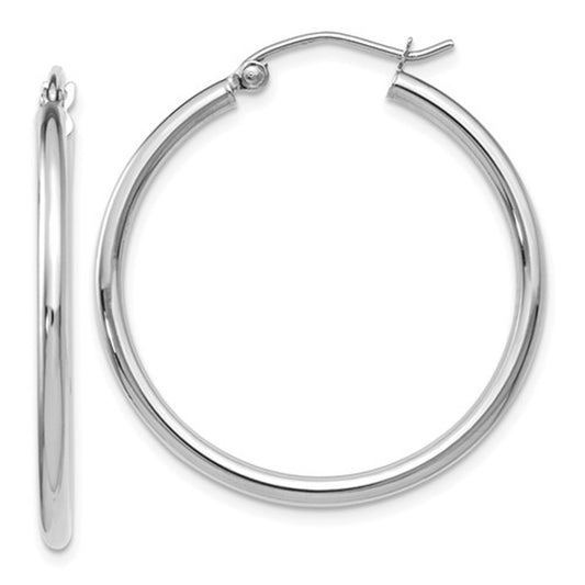Classic 14K White Gold Polished Hoop Earrings