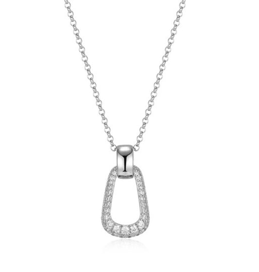 Sterling Silver ELLE "Citadel" Rhodium-Plated White CZ Necklace
