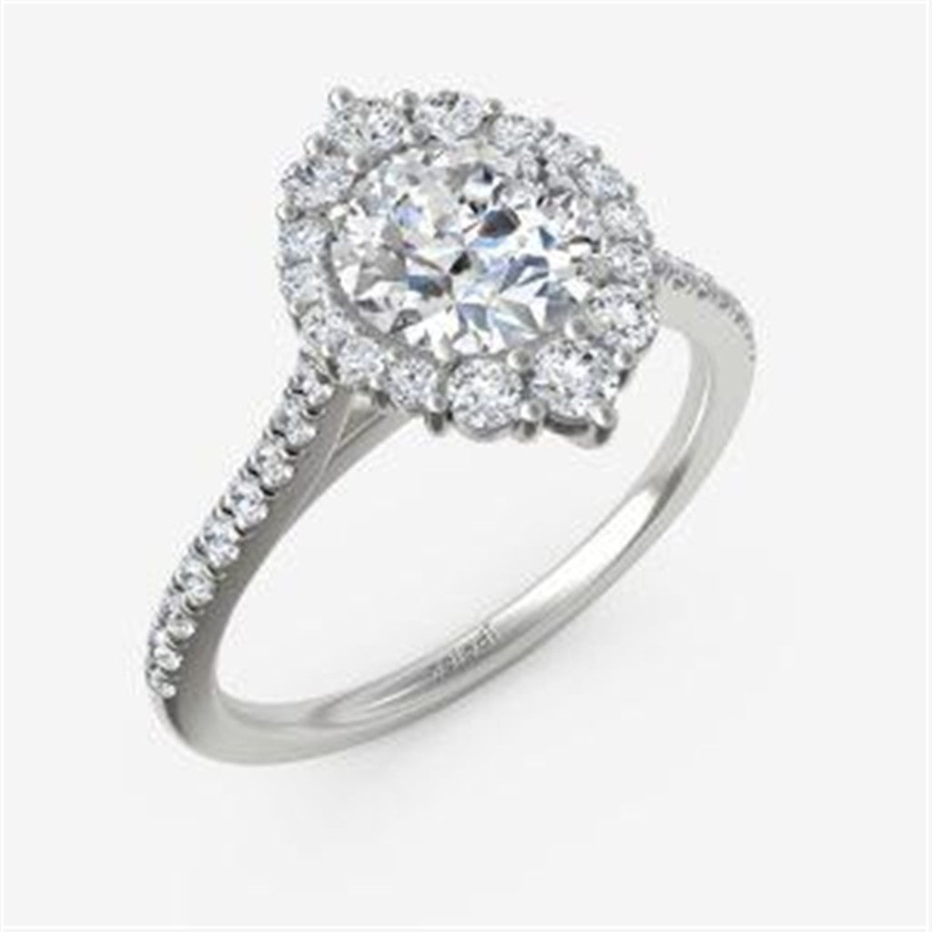Graduated Diamond Halo Ring with Fancy Wire Cage Head Semi-Mount