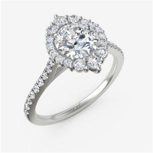 Graduated Diamond Halo Ring with Fancy Wire Cage Head Semi-Mount