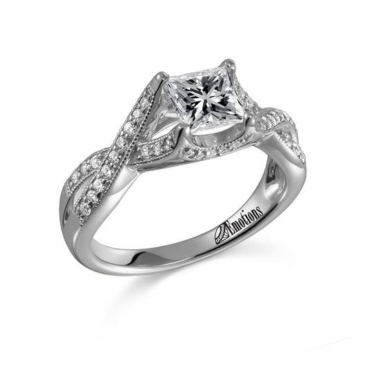 Elegant Twist Diamond Band Solitaire Ring Semi-Mount