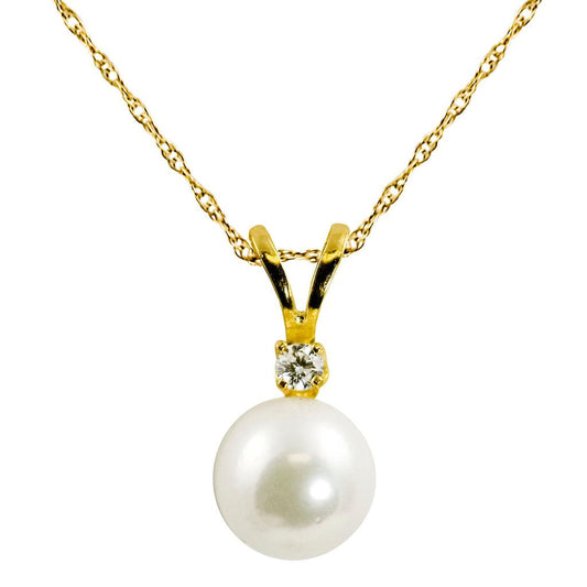 14 KT Akoya Pearl & Diamond Pendant