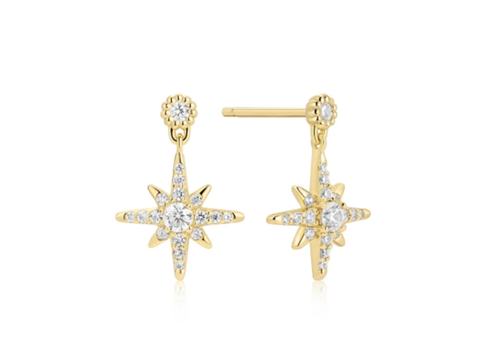 Gold Dangling Nova Star Stud Earrings
