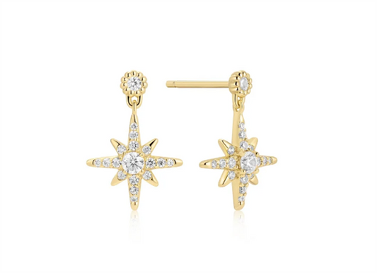Gold Dangling Nova Star Stud Earrings