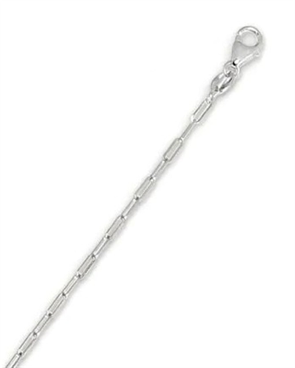 14K White Gold 18" Paperclip Chain with Pear-Shaped Lobster Clasp