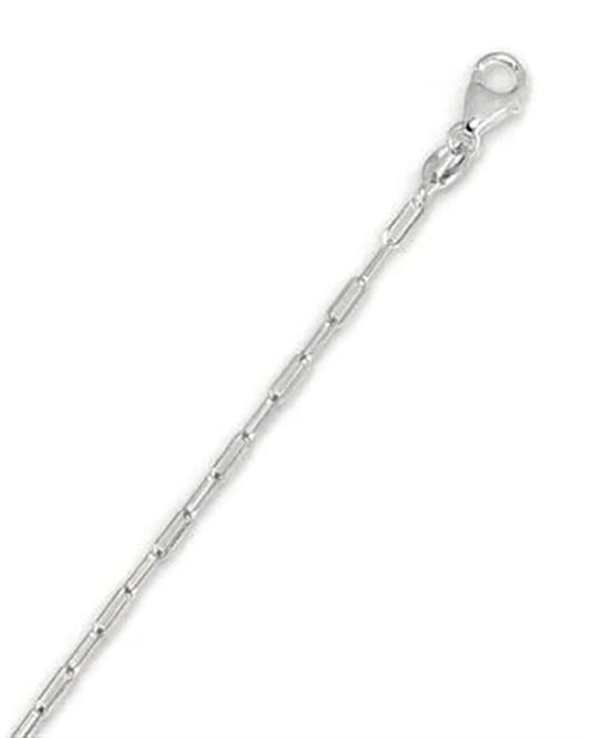 14K White Gold 18" Paperclip Chain with Pear-Shaped Lobster Clasp