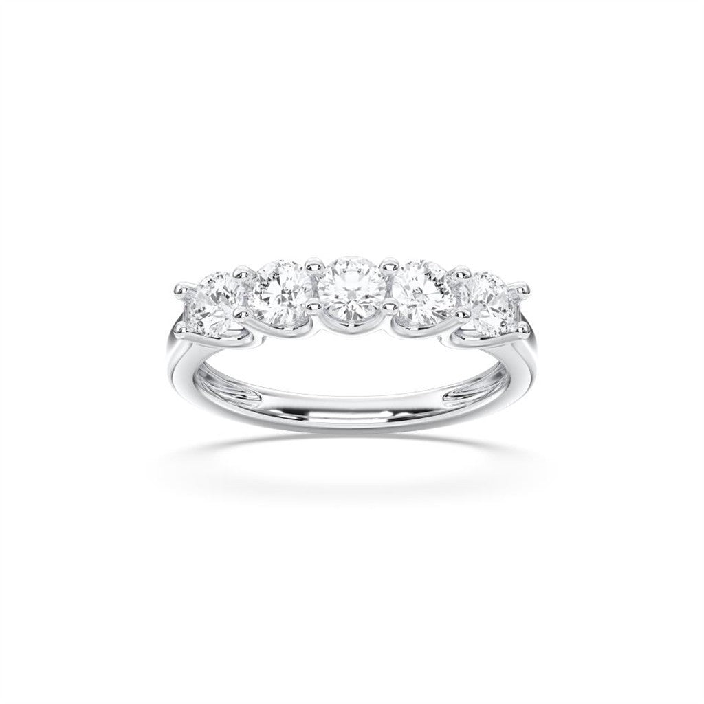 Lab-Grown Diamond Band – 1.05CTW 5 Round Brilliant Cut in 14K White Gold