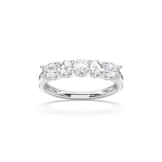Lab-Grown Diamond Band – 1.05CTW 5 Round Brilliant Cut in 14K White Gold