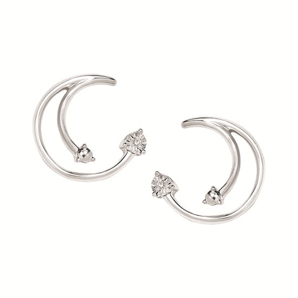 Diamond Swirl Earrings in Sterling Silver