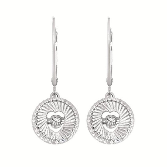 SS .02CTW Shimmering Diamond Disc Heart Drop Earrings