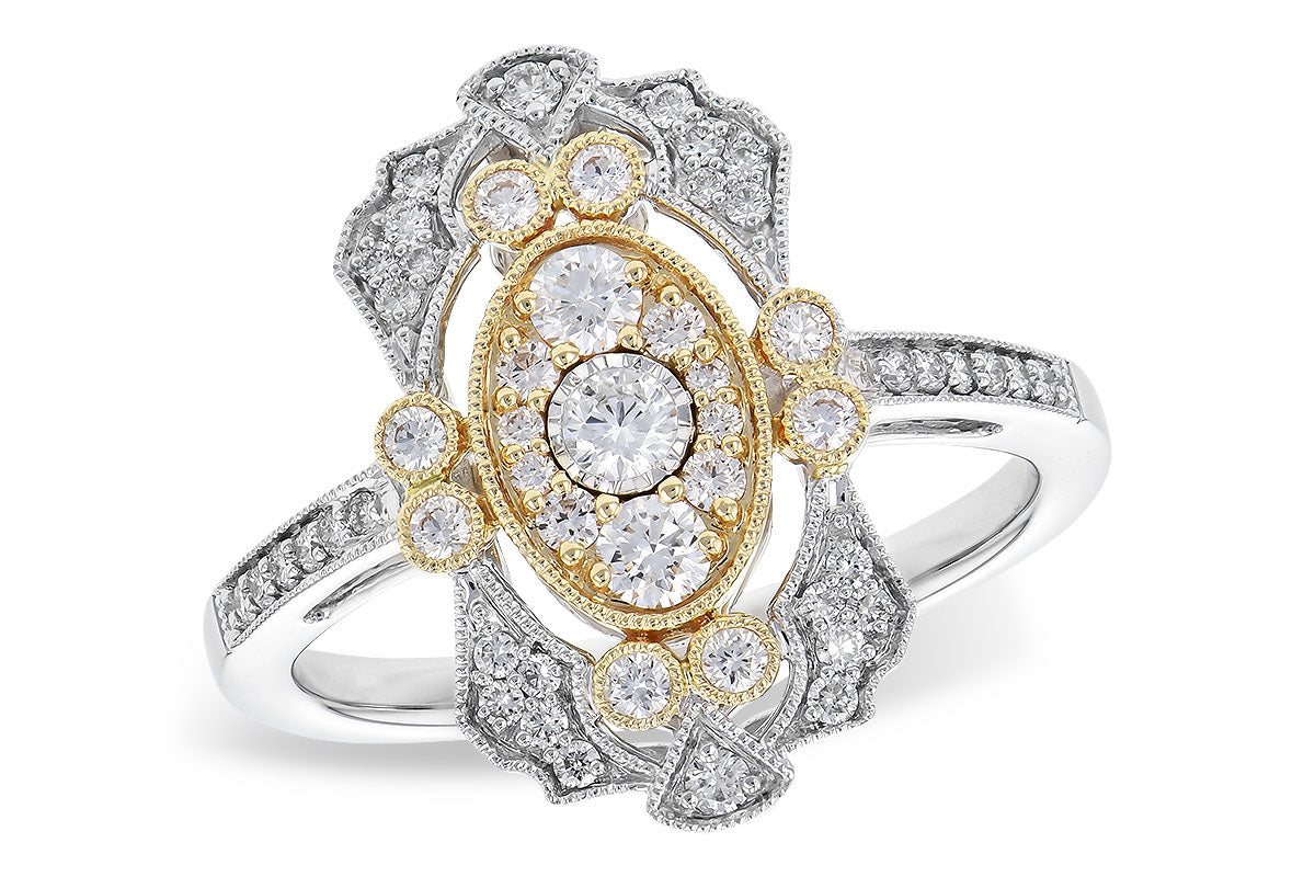 14K Two-Tone .50CTW Natural Diamond Vintage Milgrain Ring – Size 7