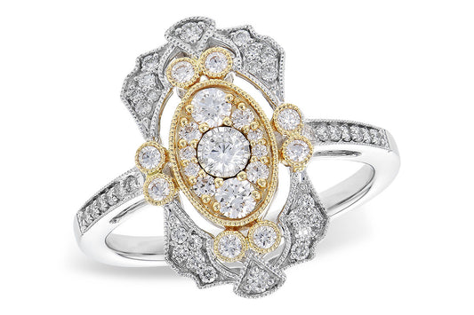 14K Two-Tone .50CTW Natural Diamond Vintage Milgrain Ring – Size 7