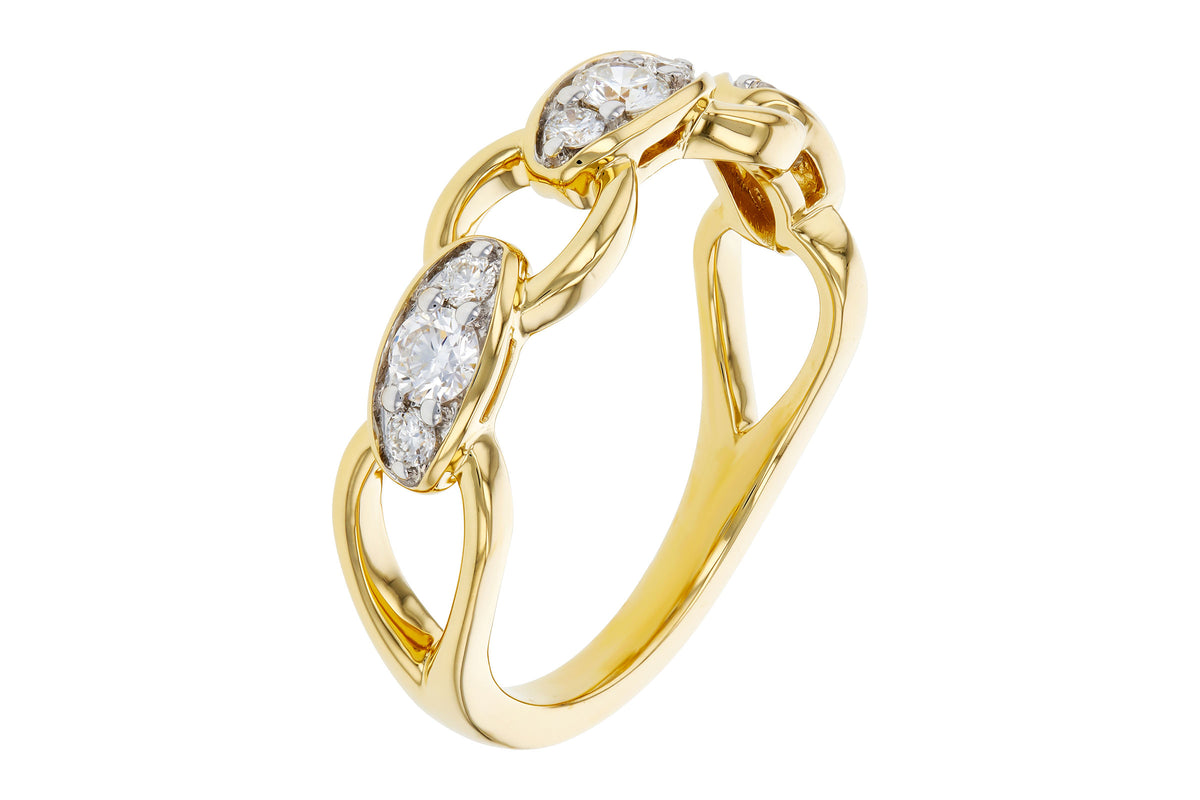 14K Yellow Gold .40CTW Natural Diamond Ring – 9 RBC G SI1/2