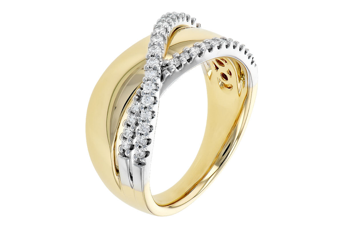 14K Two-Tone .33CTW Natural Diamond Cross-Over Ring