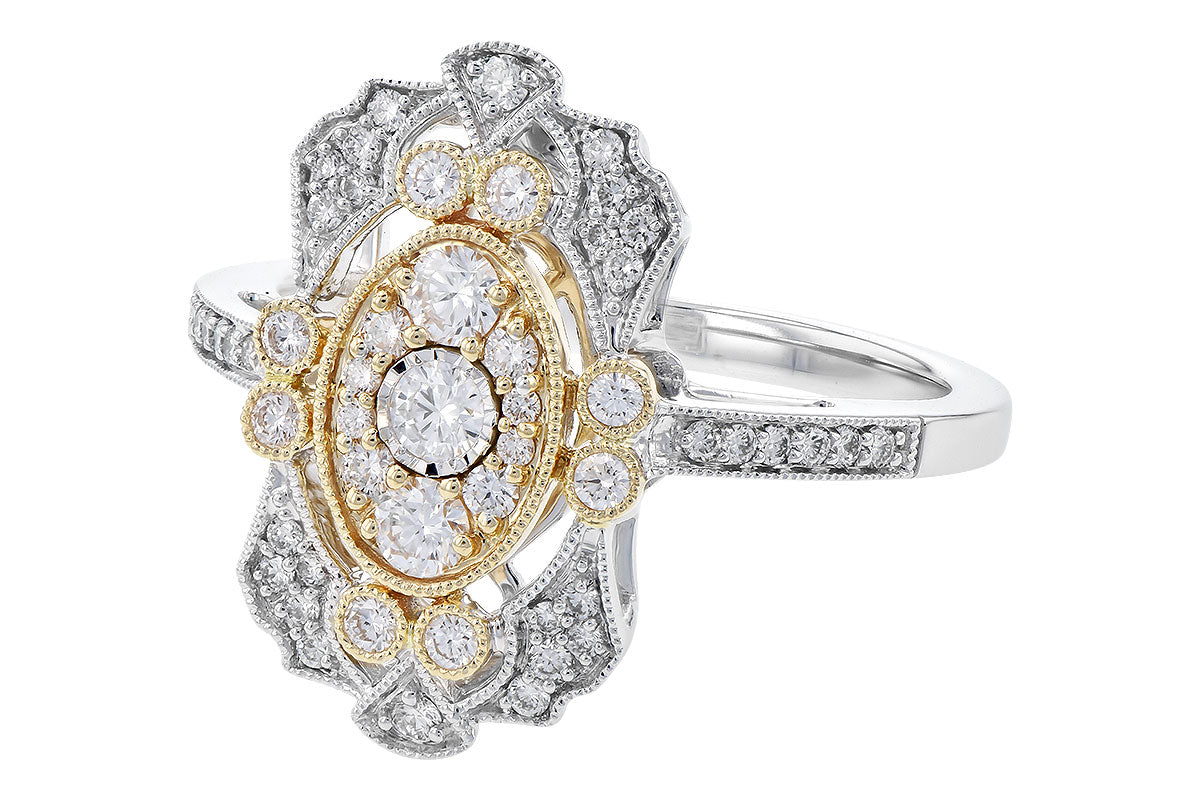 14K Two-Tone .50CTW Natural Diamond Vintage Milgrain Ring – Size 7