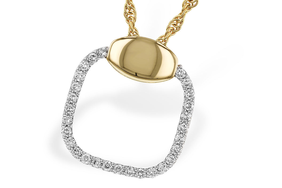 14K Two-Tone .20CTW Natural Diamond Open Cushion Pendant with Chain