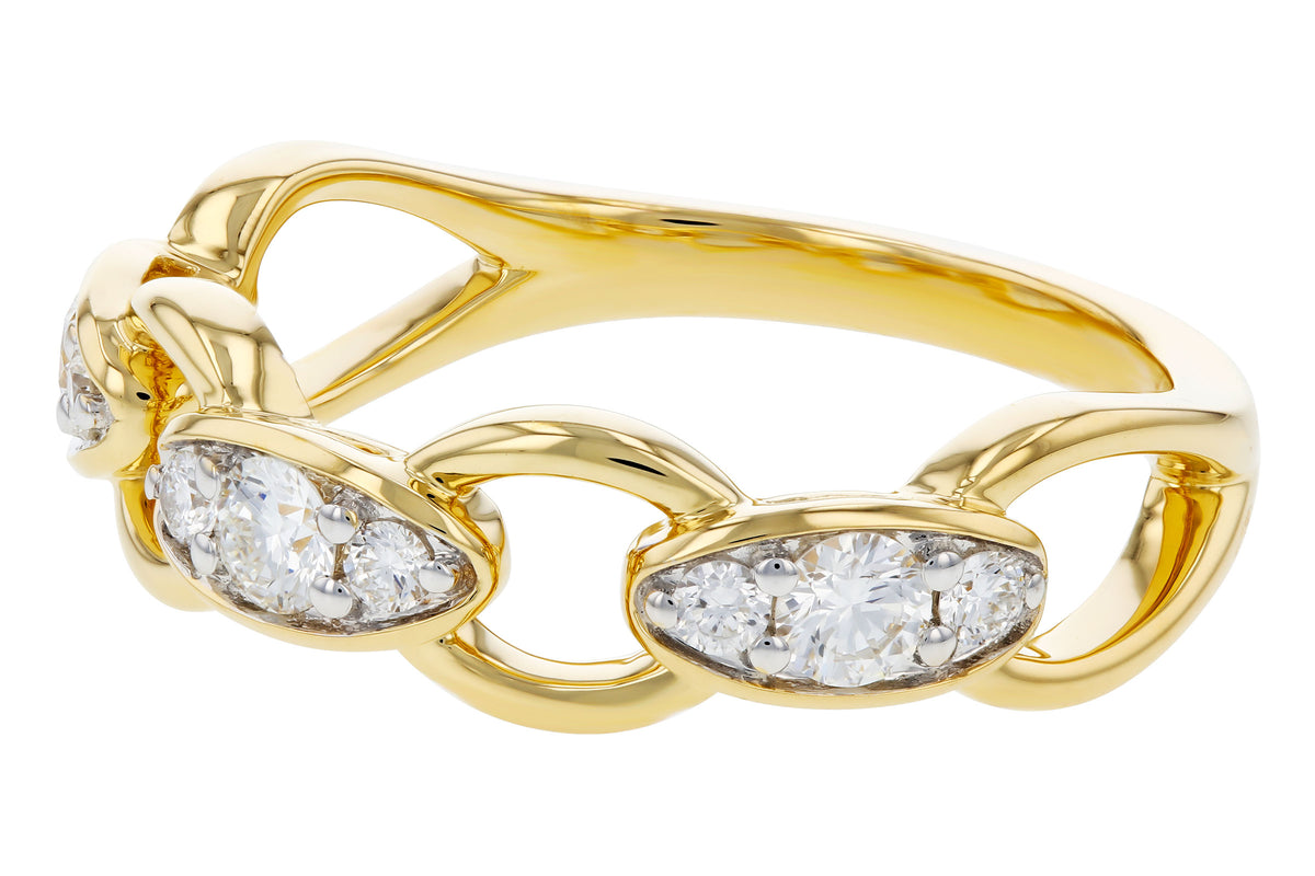 14K Yellow Gold .40CTW Natural Diamond Ring – 9 RBC G SI1/2