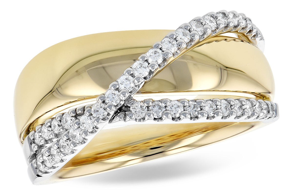 14K Two-Tone .33CTW Natural Diamond Cross-Over Ring