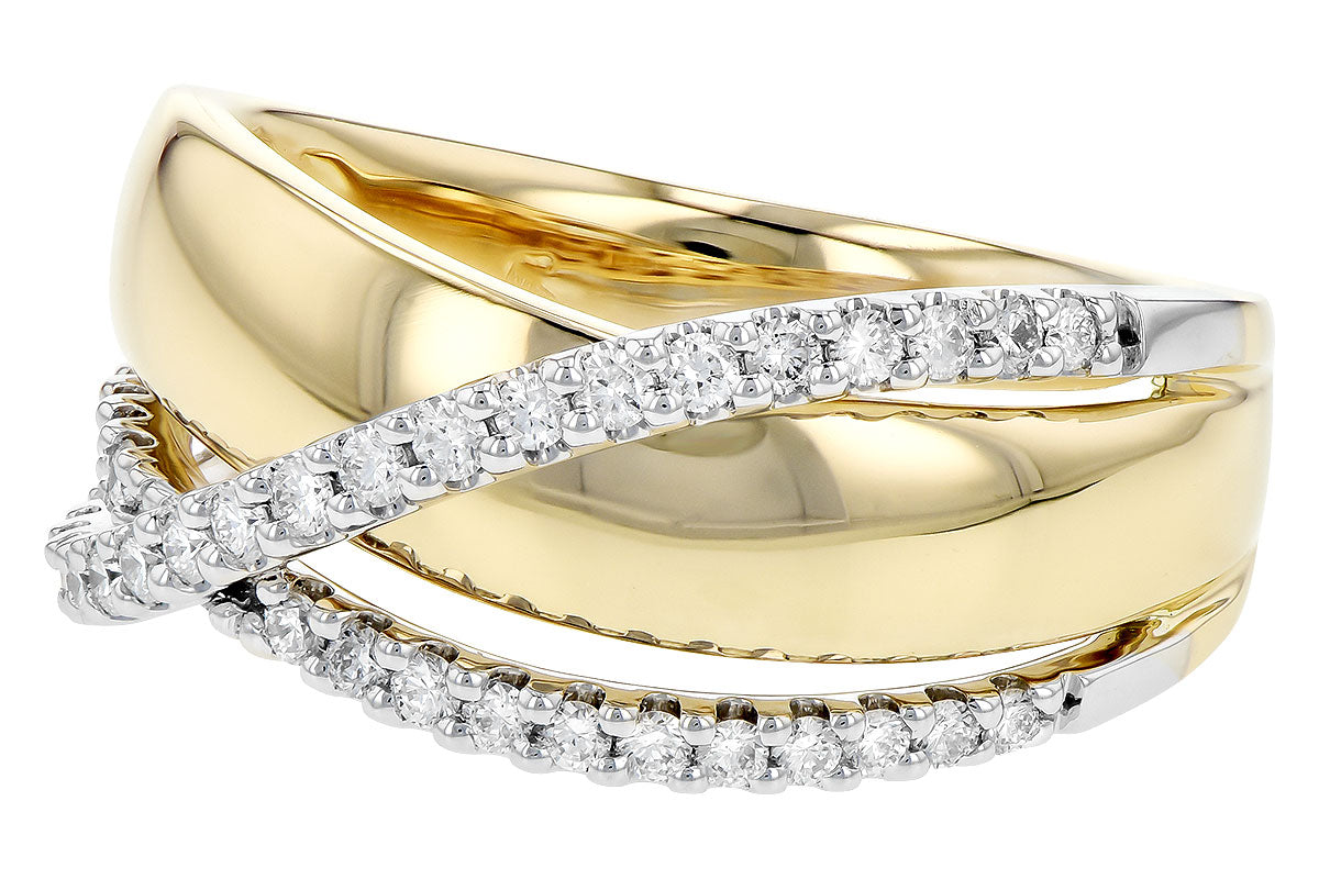 14K Two-Tone .33CTW Natural Diamond Cross-Over Ring