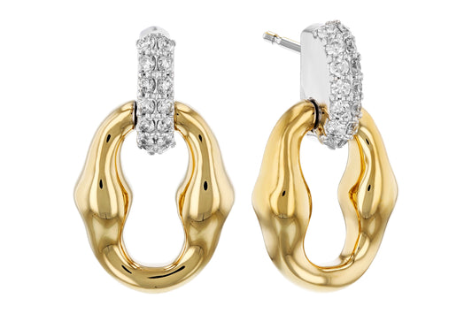 14K Two-Tone .22CTW Natural Diamond Open-Link Drop Earrings