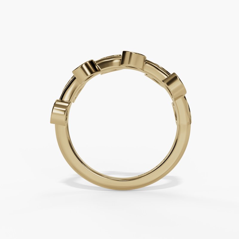14K Yellow Gold .25CTW Leaf Design Marquise Bezel-Set Diamond Band