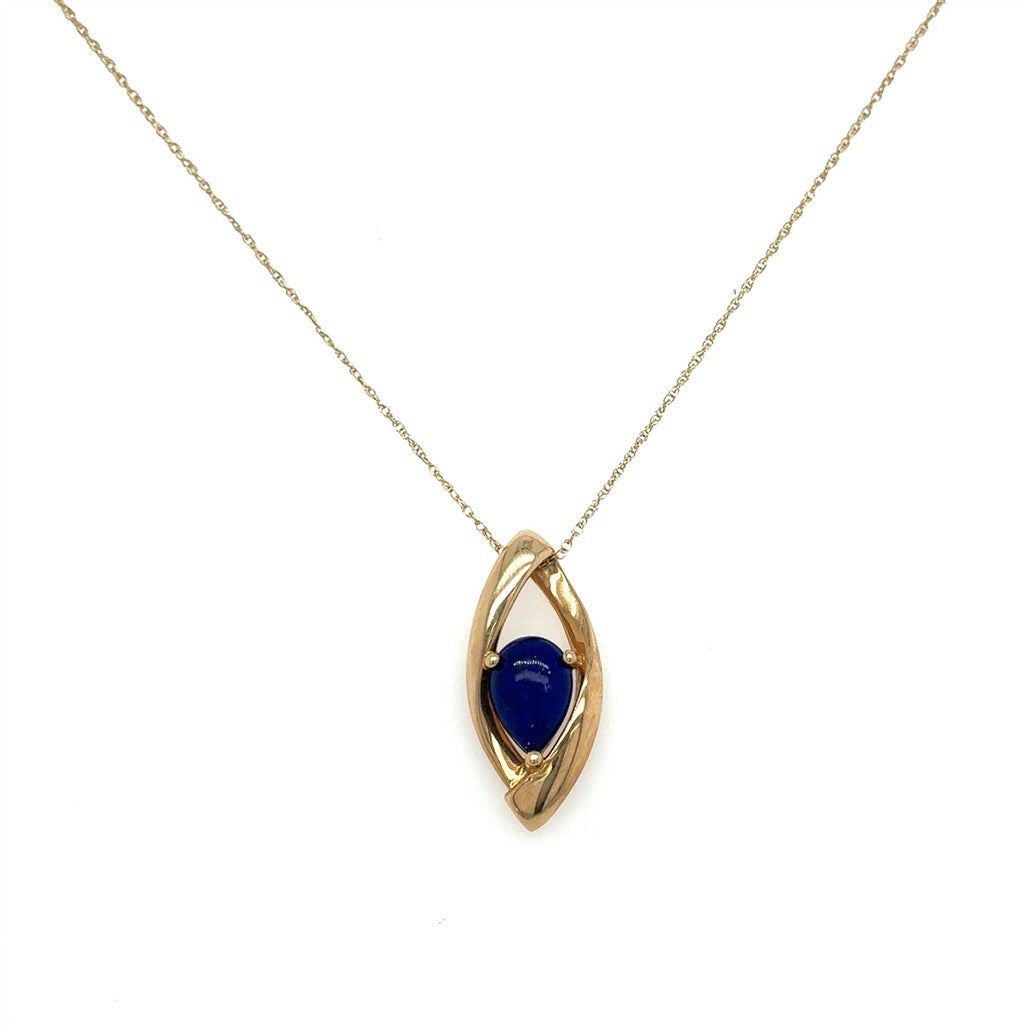 14K Yellow Gold 14x10mm Lapis Pendant