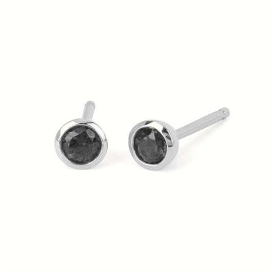3.5 mm Garnet Bezel Birthstone Stud Earrings