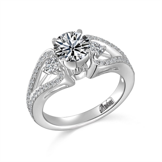 Elegant Heart-Shaped Semi-Mount Diamond Engagement Ring Semi-Mount