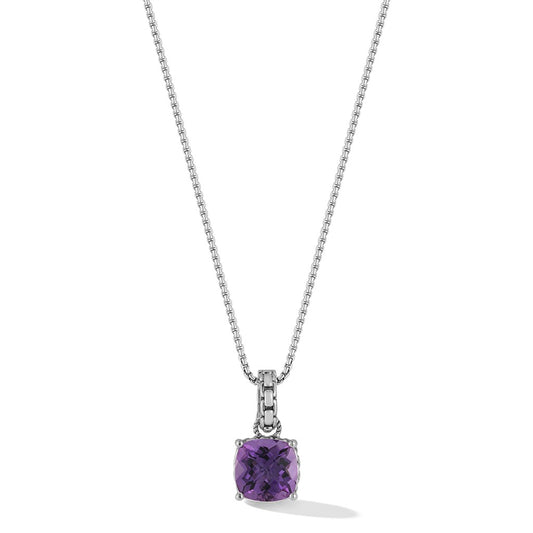 JAI Sterling Silver Gemstone Box Chain Pendant - A | Silver Necklaces